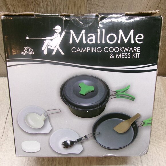 New MalloMe Camping Cookware & Mess Kit - Pot Frying Pan Bowls Utensils Bag - Picture 3 of 6